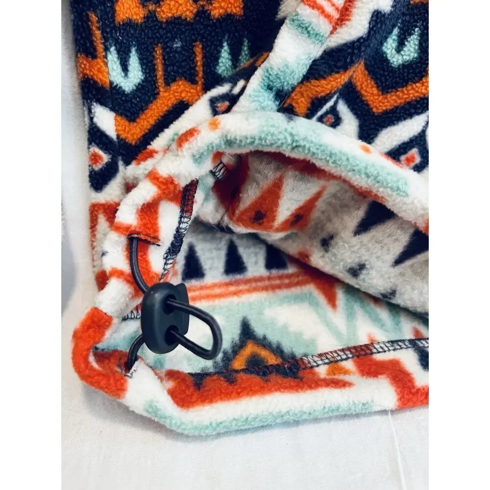 Aztec Tribal Geometric Fleece Quarter Zip Jacket Men’s L Free Nature